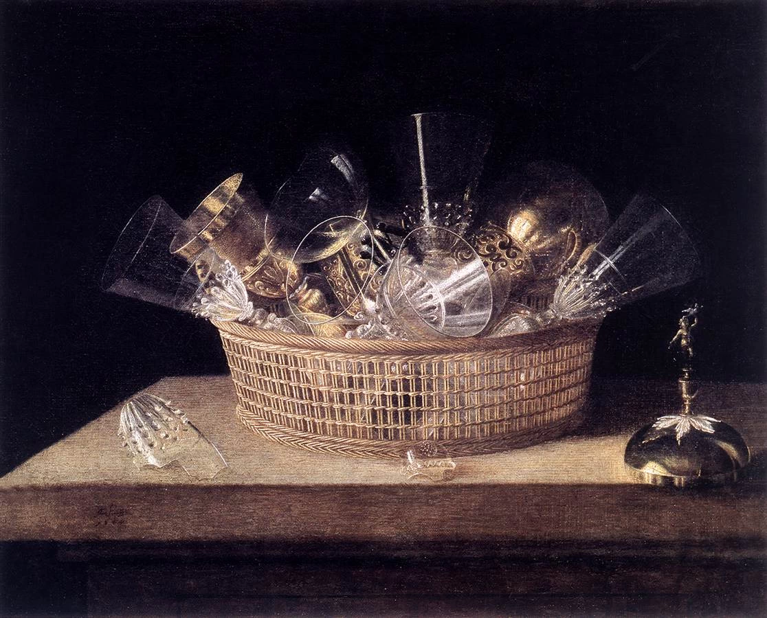 Natura morta con bicchieri in un cesto - Musée de l'Oeuvre de Notre Dame, Strasbourg